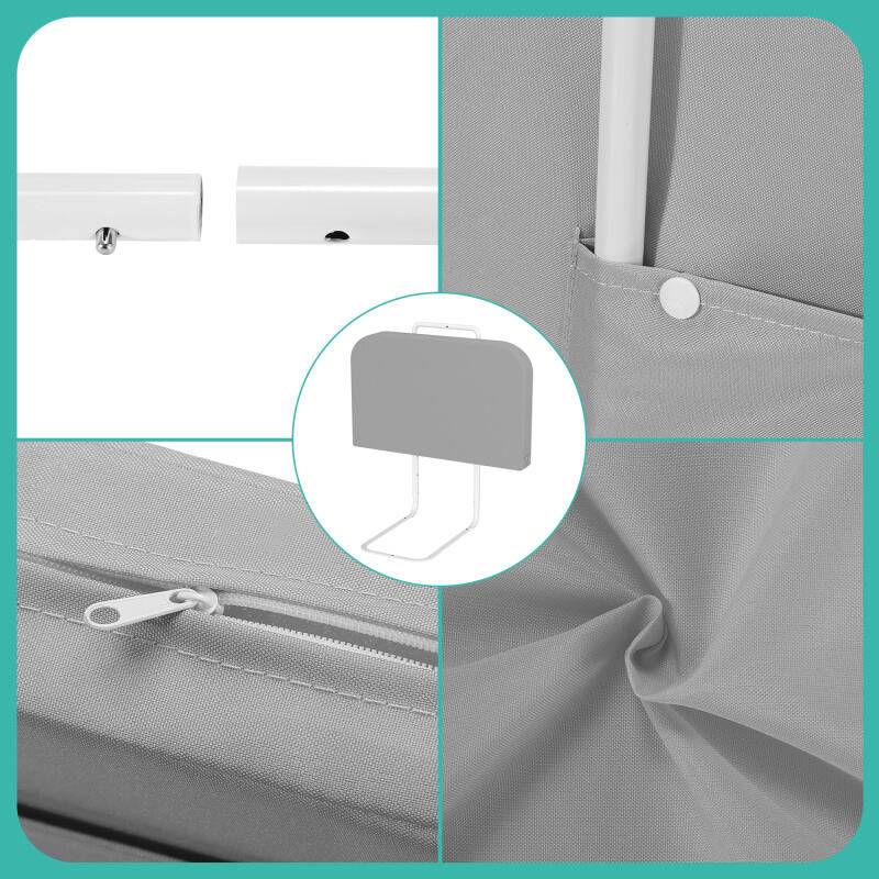 3X Rausfallschutz Bettschutzgitter, Bettgitter,50cm 5-Loch Höhenverstellbar , Kinderbettgitter für Familienbett und Kinderbett(150cm, Leinen Grau)