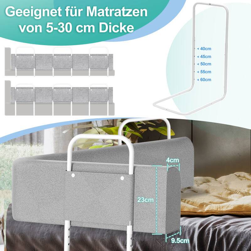 180cm Bettgitter Bettschutzgitter Kinderbettgitter für Kinder Höhenverstellbar 5-Loch Rausfallschutz Babybettgitter für Familienbett und Kinderbett