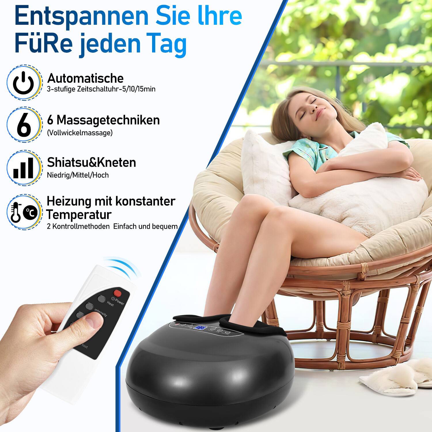 Elektrisches Fußmassagegerät Unterwegs tragbares Fußmassagegerät Wärmefunktion