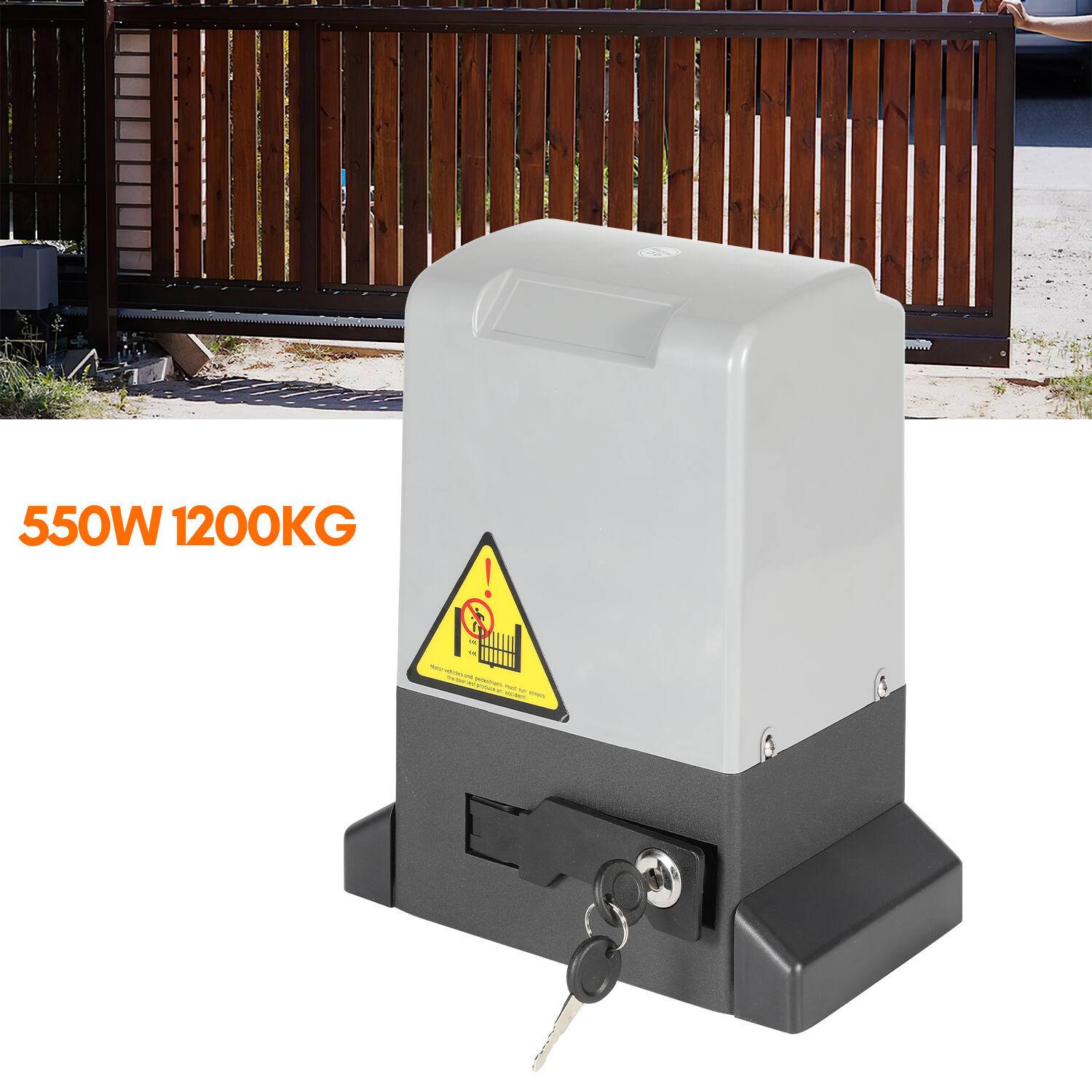 Schiebetorantrieb Toröffner 550W Motor Set bis 1200kg Automatischer Torantrieb Mit Fernbedienung + Schlüssel