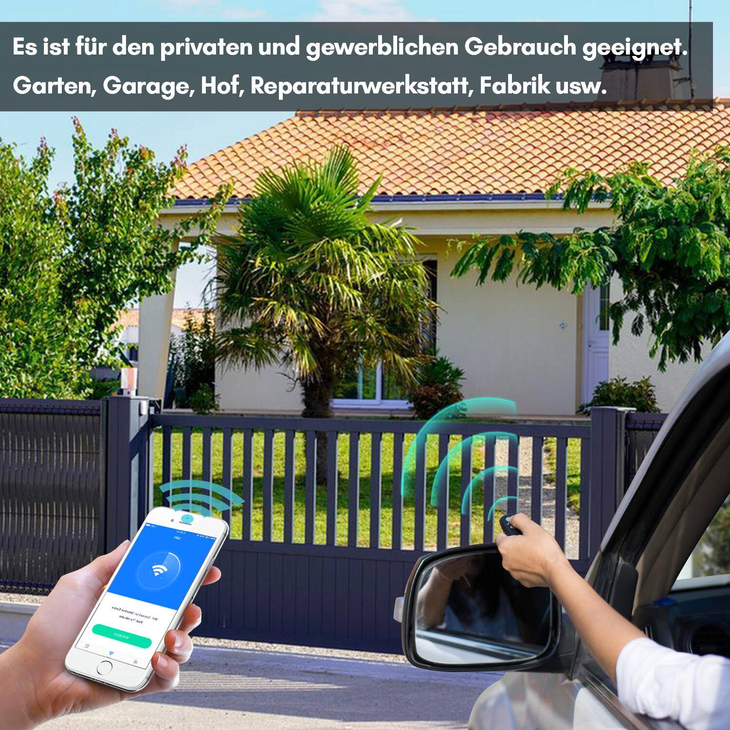 Schiebetorantrieb Toröffner 550W Motor Set bis 1200kg Torantrieb Automatischer Mit WiFi Bluetooth APP und Fernbedienung + Schlüssel