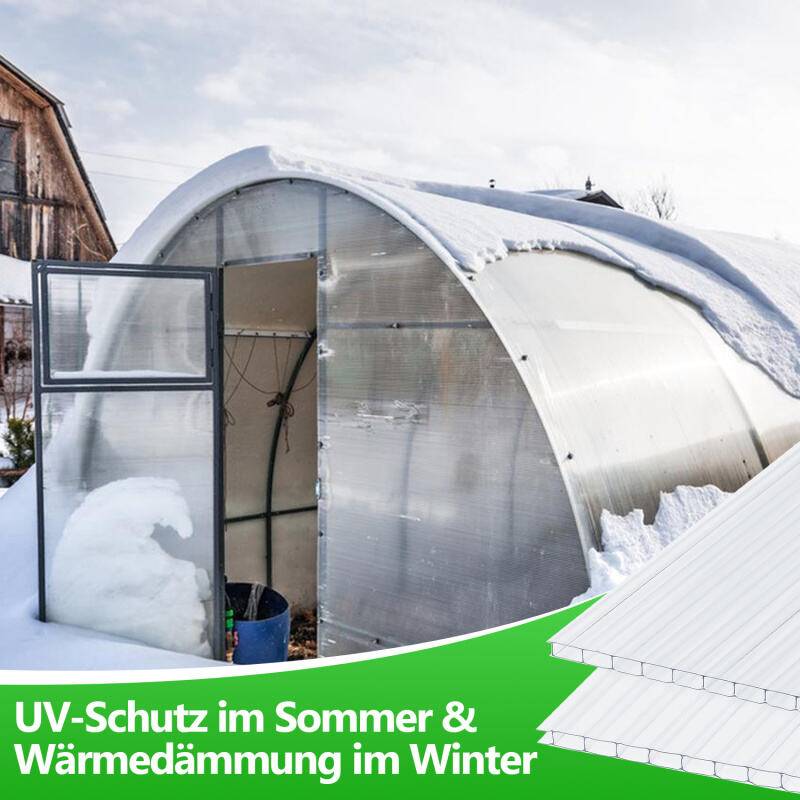 Plastic Gewächshausplatten 5 Stk., Polycarbonat ( PC ) Doppelstegplatte, Hohlkammerplatte, Gewicht 1200g/m2, 8mm Stärke