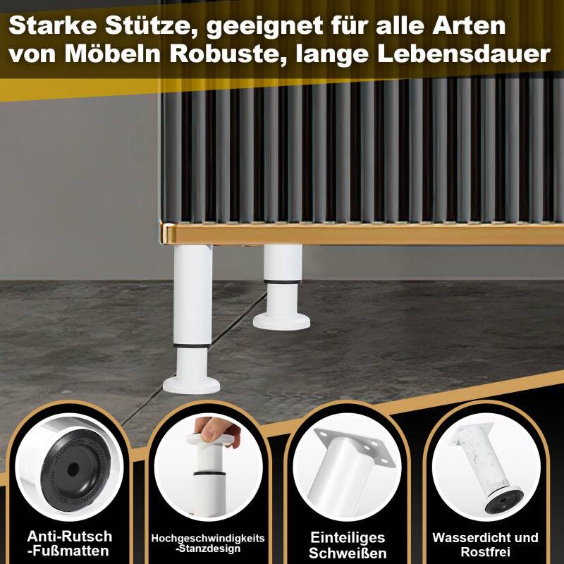 4X Möbelfüße 18-30cm Dehnbar（Weiß） Sockelfüße Stützfuß Schrankfuß Verstellbar Hotel Sockelfüße Füße