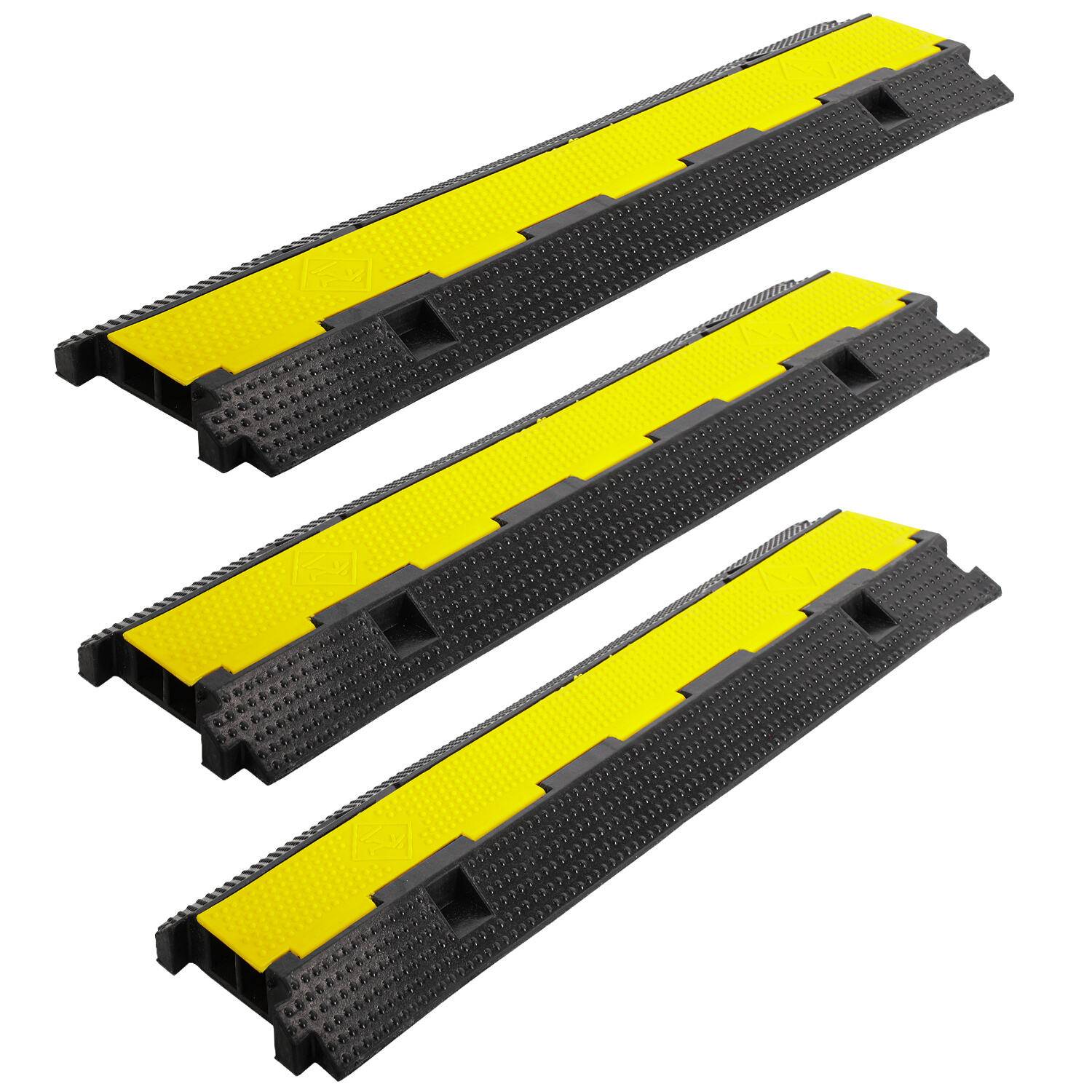 3 Stück Kabelbrücke 2 Kanal Schutz Rampe Kabeltunnel Kabelkanal Überfahrbar