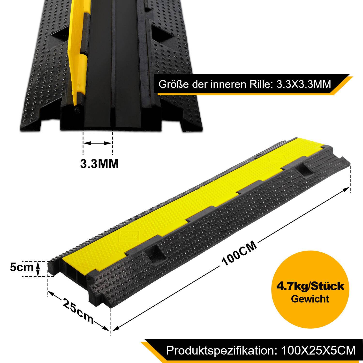 3 Stück Kabelbrücke Rampe Kabelkanal Kanäle 2 Kanal Überfahrrampe Überfahrbar