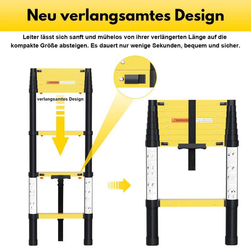 3.2M Alu Teleskopleiter Klappleiter Stehleiter Schiebeleiter Mehrzweckleiter Leiter Anlegeleiter Aluleiter