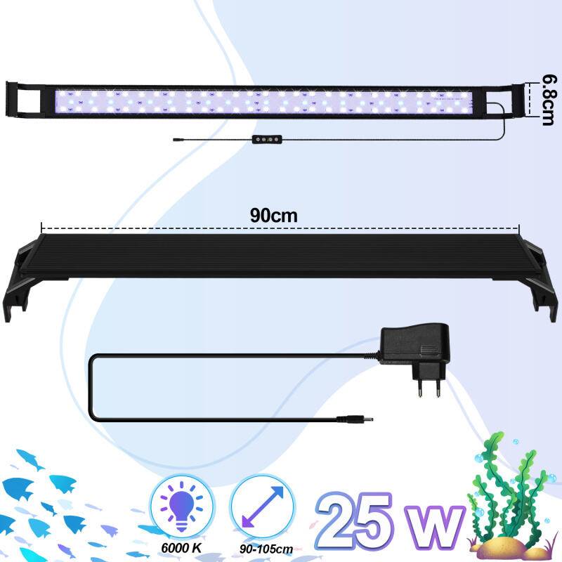 90-110cm LED Aquarium Beleuchtung Fisch Tank Lampe Vollspektrum Pflanzenlicht für Aquarienpflanzen Wachstum