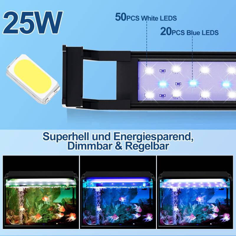 90-110cm LED Aquarium Beleuchtung Fisch Tank Lampe Vollspektrum Pflanzenlicht für Aquarienpflanzen Wachstum