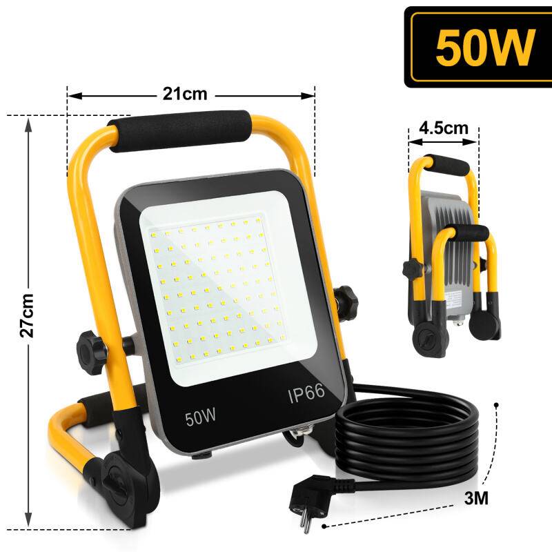 LED Baustrahler Fluter stativ 6000K Austellenlampe LED Fluter Floodlight IP66 50W