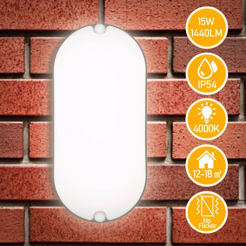 LED Feuchtraumleuchte Deckenlampe 15W Keller Garage Schutzklasse IP54 Lampe PC+PBT