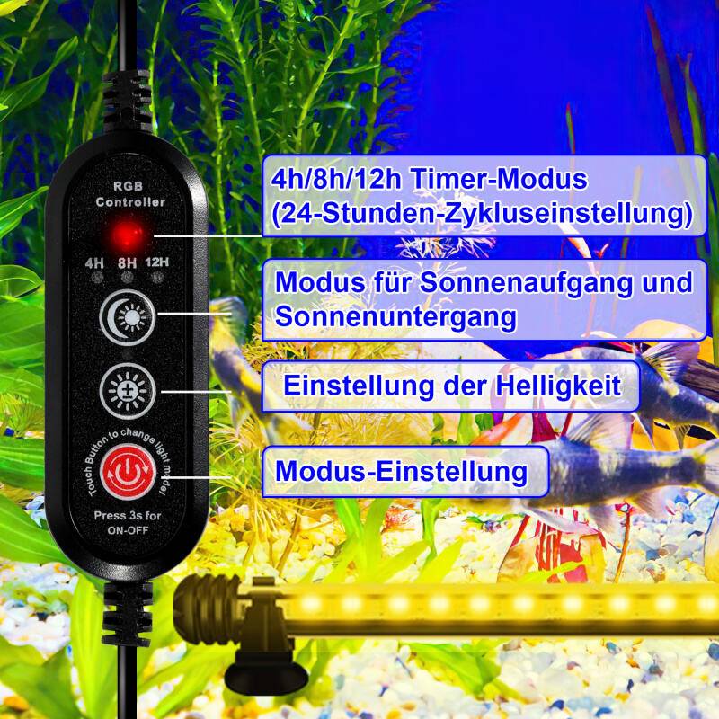 58cm LED Aquarium Lampe Tank Leuchtet Unterwasser Beleuchtung Dimmbar 3 Lichtmodi mit Timer,mit Fernbedienungen,IP67