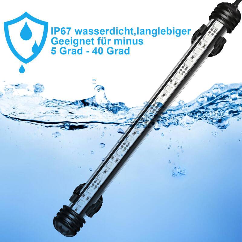18.5cm LED Aquarium Lampe Tank Leuchtet Unterwasser Beleuchtung Dimmbar 3 Lichtmodi mit Timer,mit Fernbedienungen,IP67