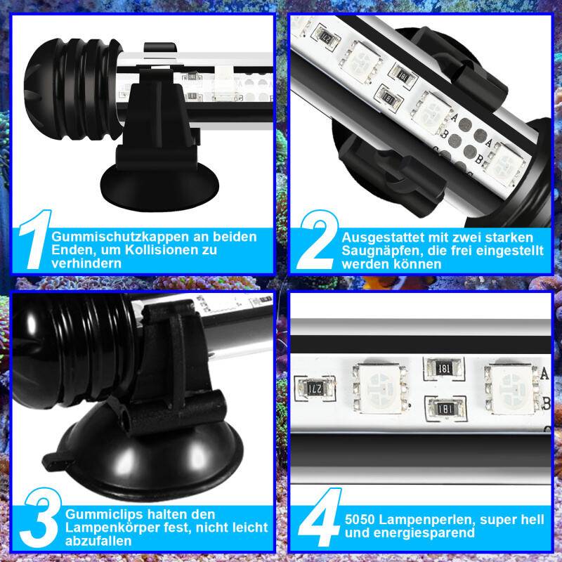38.5cm LED Aquarium Lampe Tank Leuchtet Unterwasser Beleuchtung Dimmbar 3 Lichtmodi mit Timer,mit Fernbedienungen,IP67