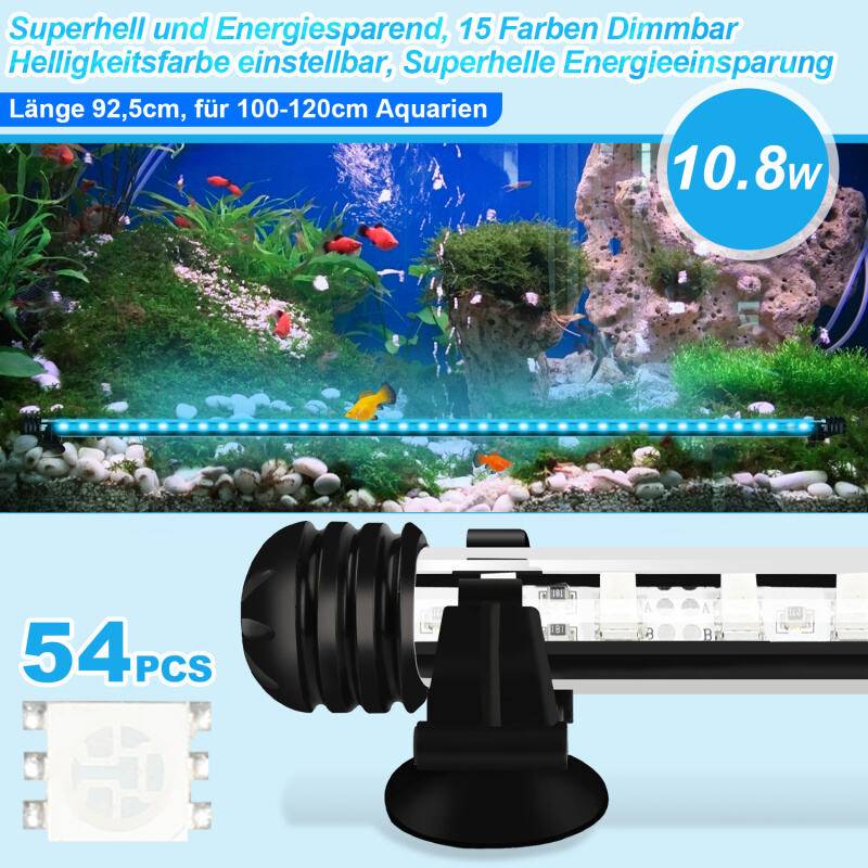 92.5cm LED Aquarium Lampe Tank Leuchtet Unterwasser Beleuchtung Dimmbar 3 Lichtmodi mit Timer,mit Fernbedienungen,IP67
