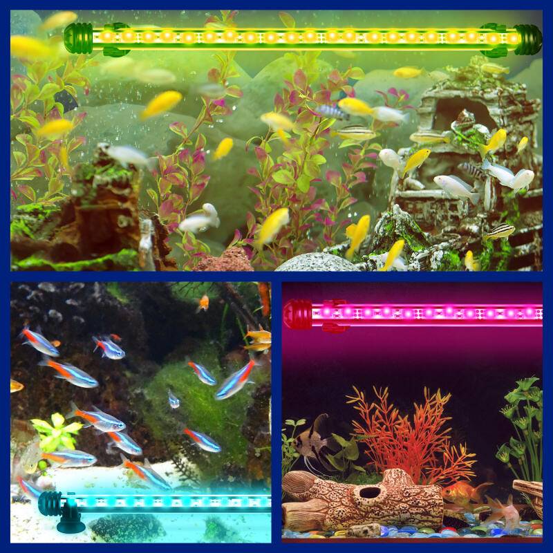 28.5cm LED Aquarium Beleuchtung IP67 Wasserfest RGB Licht Aufsetzleuchte Dimmbar Fisch Tank Unterwasser Lampe