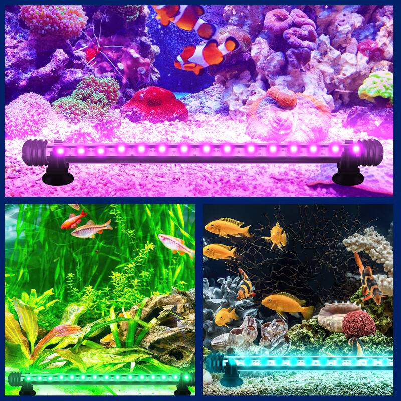 48.5cm LED Aquarium Beleuchtung IP67 Wasserfest RGB Licht Aufsetzleuchte Dimmbar Fisch Tank Unterwasser Lampe