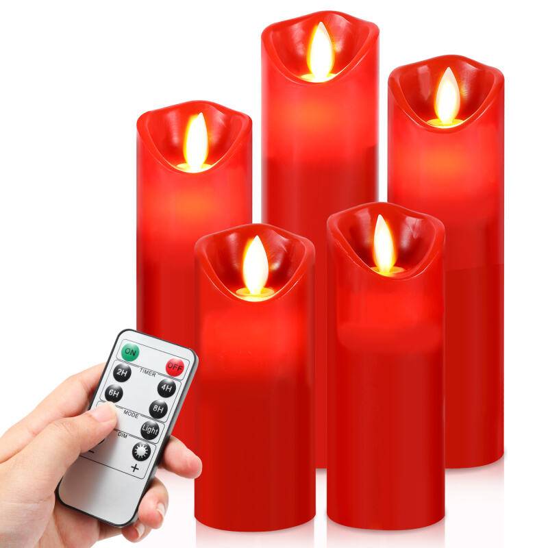 5x LED Kerzen Timer Kerze Flackernde Flamme mit Fernbedienung 5 Größen Dimmbar Elektrische Echtwachs Warmweiß