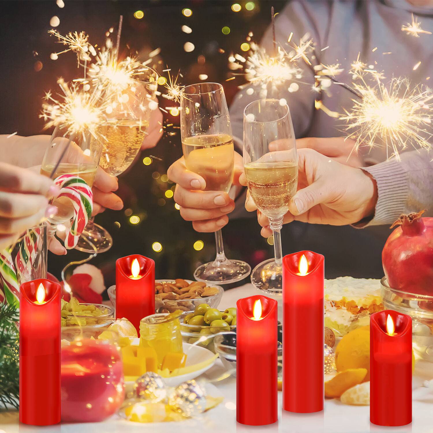 5x LED Kerzen Timer Kerze Flackernde Flamme mit Fernbedienung 5 Größen Dimmbar Elektrische Echtwachs Warmweiß