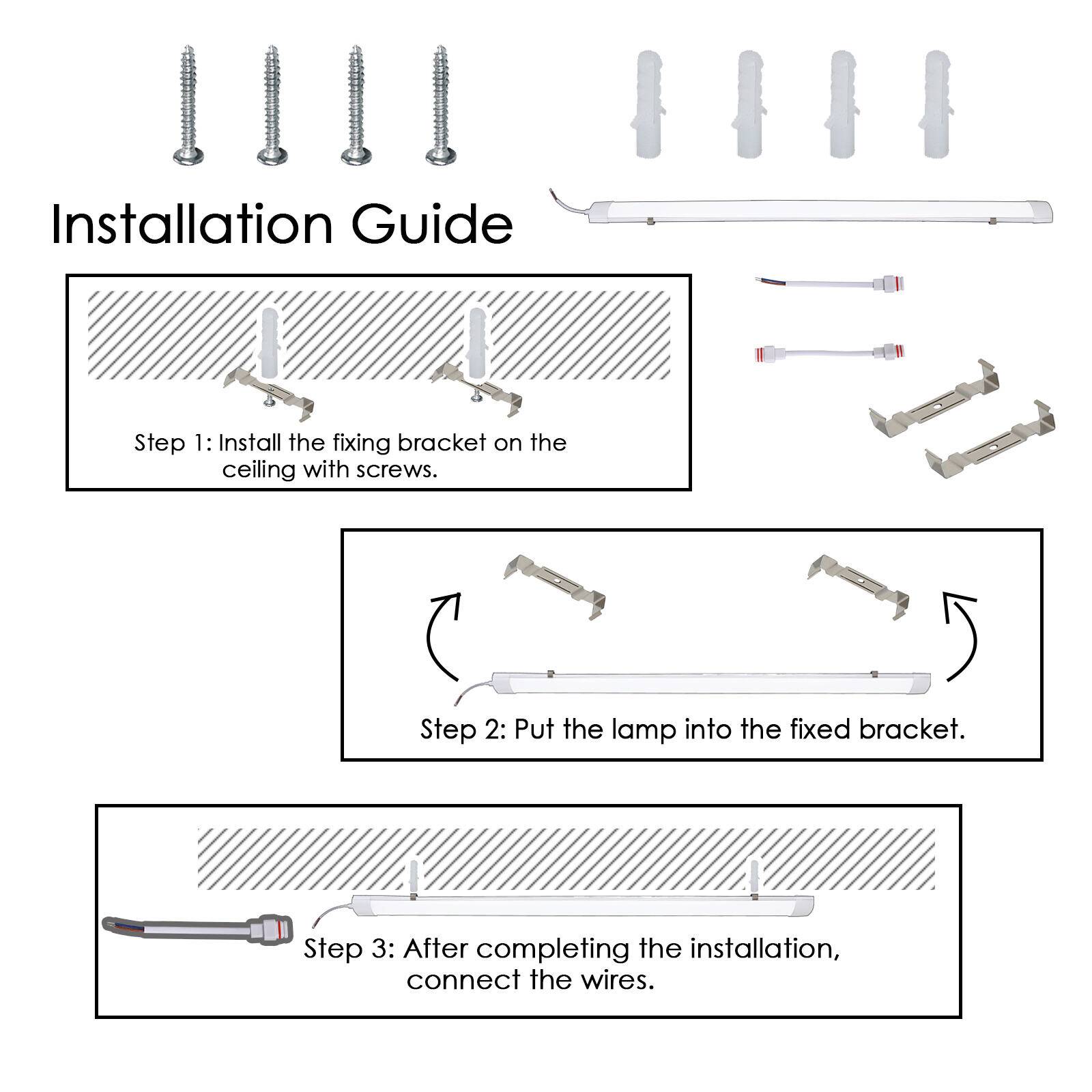 LED Feuchtraumleuchte 120CM 36W 3060LM Led Röhre Farbtemperatur einstellbar Werkstattlampe IP65 Wasserfest Kellerlampe