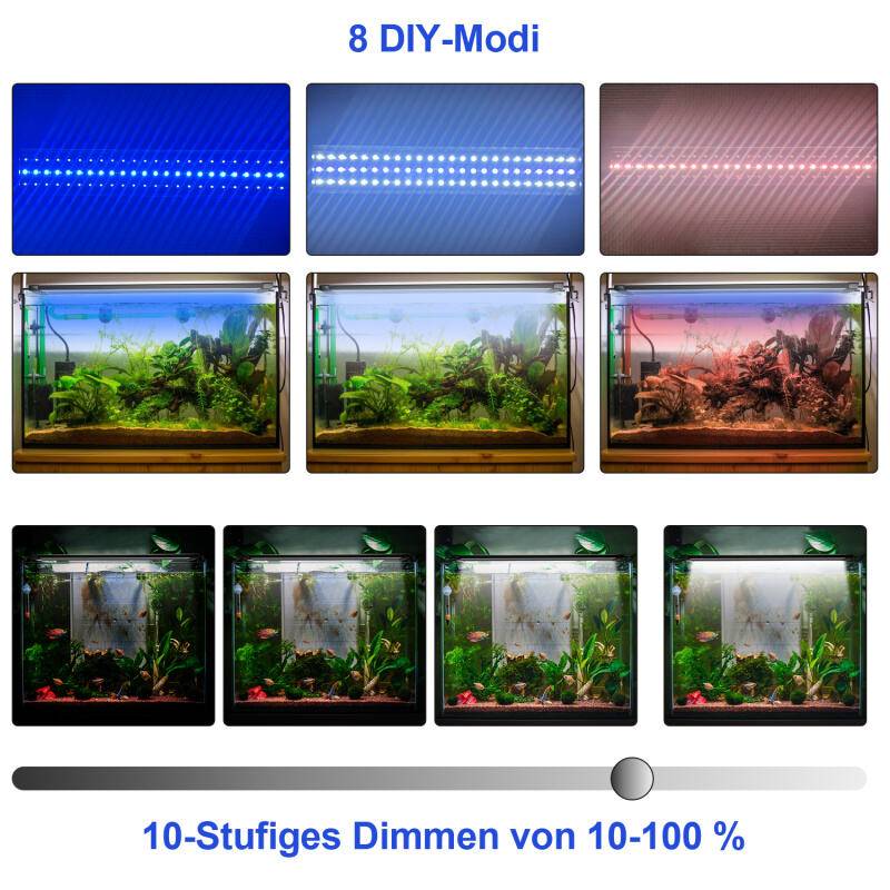 LED Aquarium Lampe Tank Leuchte Dimmbar Beleuchtung mit Fernbedienung,18w,55-80CM