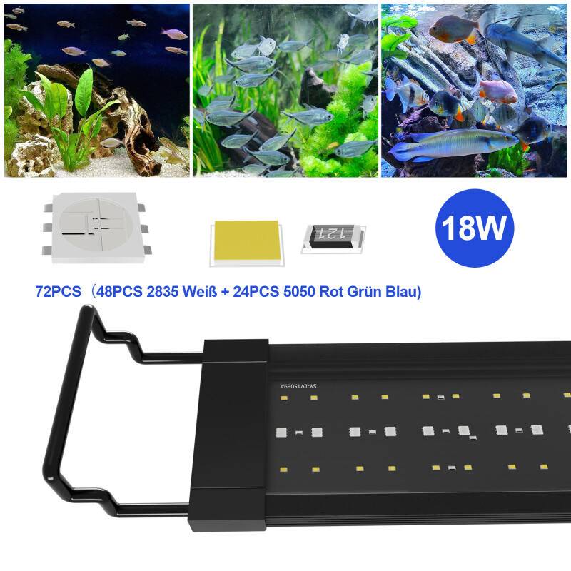 LED Aquarium Lampe Tank Leuchte Dimmbar Beleuchtung mit Fernbedienung,18w,55-80CM