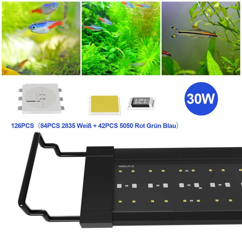 LED Aquarium Lampe Tank Leuchte Dimmbar Beleuchtung mit Fernbedienung,30w,90-120CM