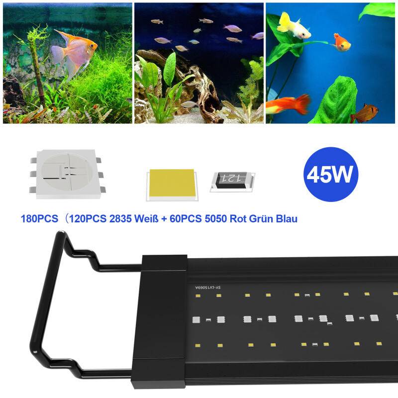 LED Aquarium Lampe Tank Leuchte Dimmbar Beleuchtung mit Fernbedienung,45w,120-150CM