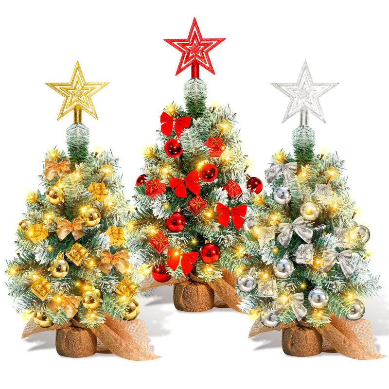 Mini Weihnachtsbaum mit 30 warmweiß LEDs 8 Licht Modi,Tannenbaum mit Stern-Baumspitze und Deko Batterie betrieben,Advent, Weihnachten,Silber