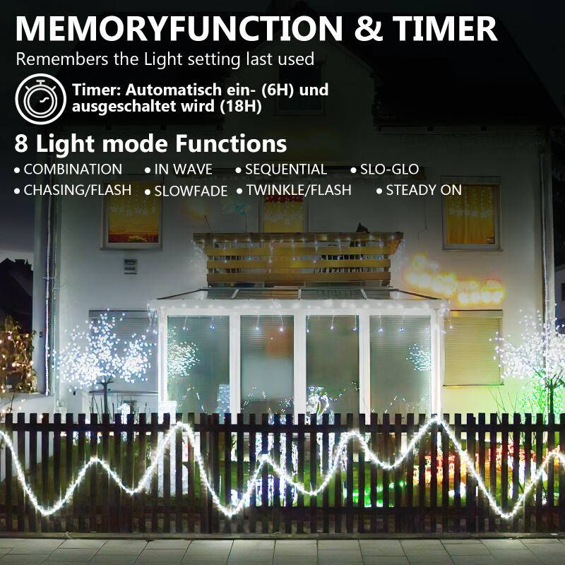 10M LED Lichterschlauch LED Lichterkette 8 Modi IP65 Wasserdicht Lichtschlauch Außen Garten Party Weihnachten Deko Kaltweiß