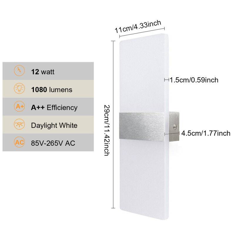 LED Wandleuchte 12W Flurleuchte Innen Wandstrahler Wandlampe Außen Flurlampe Weiß