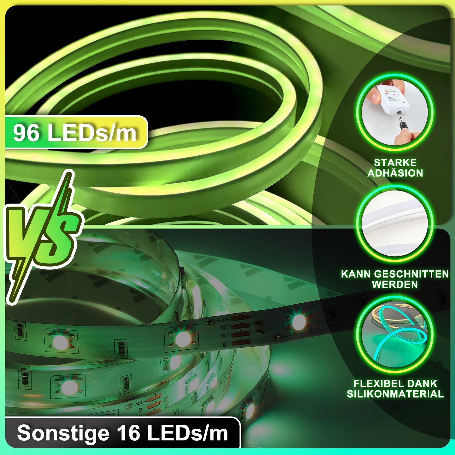 NEON LED Streifen Dimmbar 10M, RGBIC Neon LED Strip, App Steuerung und Fernbedienung Timer Musik Sync, mit Alexa und Google Assistant Innen Außen