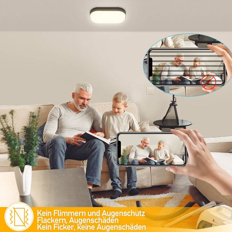 LED Feuchtraumleuchte Wasserdicht Deckenleuchten IP54 Wasserdicht Lampe Garage Keller 15W 10x