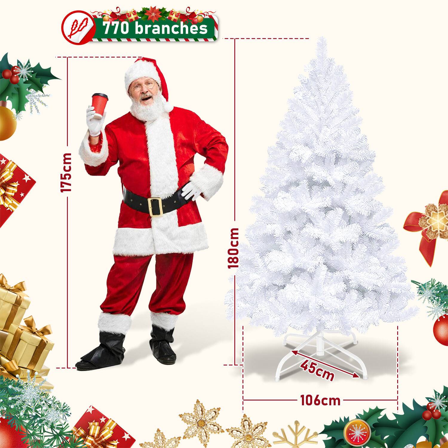 Weihnachtsbaum Weihnachts-Baum Christbaumständer Auswahl Beflockung Weiß 180cm