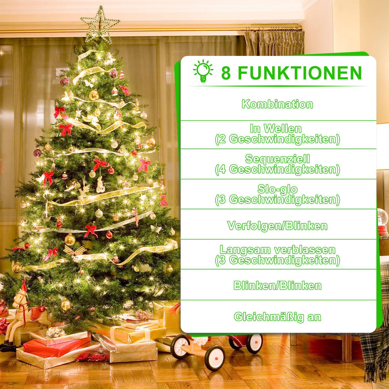 Weihnachtsbaum Beflockung Schneestaub Weihnachtsdekoration Kunstbaum 210cm mit warmweißen LED