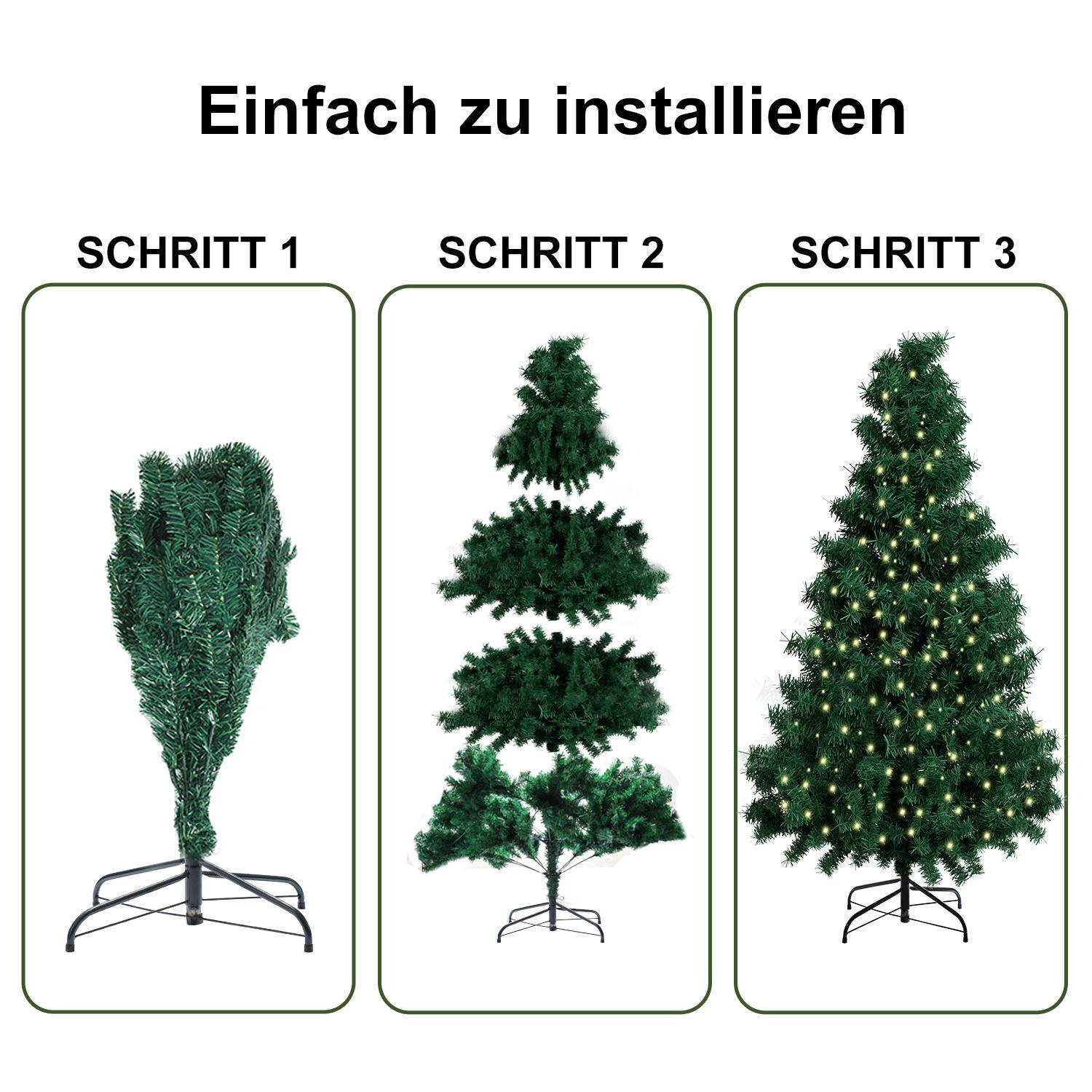 Weihnachtsbaum Beflockung Schneestaub Weihnachtsdekoration Kunstbaum 210cm mit warmweißen LED