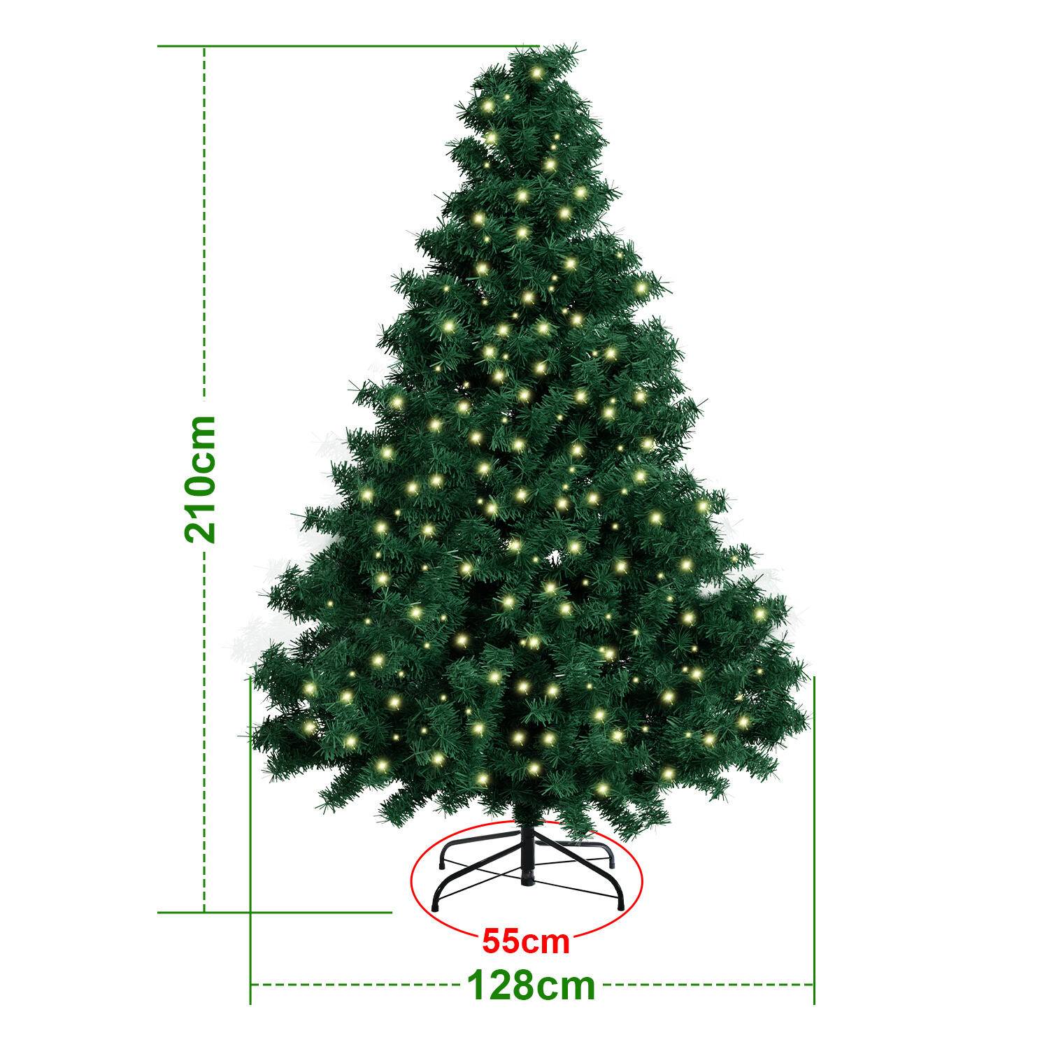 Weihnachtsbaum Beflockung Schneestaub Weihnachtsdekoration Kunstbaum 210cm mit warmweißen LED