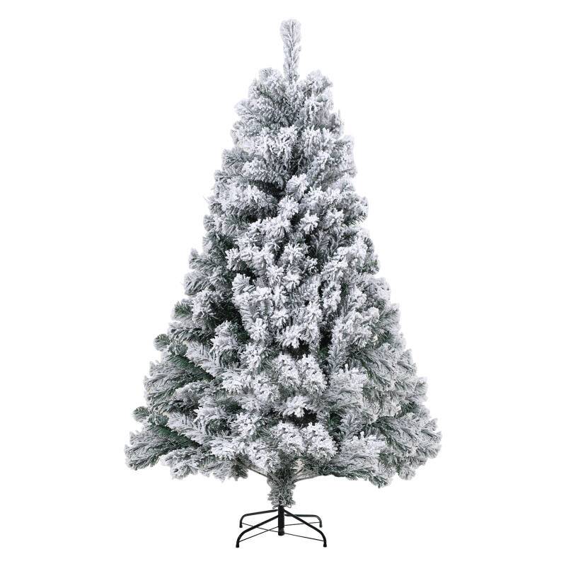 150cm Künstlicher Weihnachtsbaum mit Weiß Schneeflocken Tannenbaum für Weihnachten-Dekoration, (Ø ca. 95 cm) mit 550 Spitzen und Schnellaufbau Kla