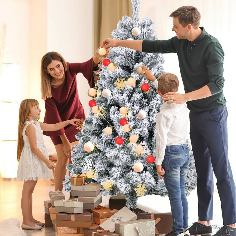 150cm Künstlicher Weihnachtsbaum mit Weiß Schneeflocken Tannenbaum für Weihnachten-Dekoration, (Ø ca. 95 cm) mit 550 Spitzen und Schnellaufbau Kla