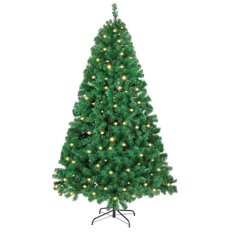 210cm Künstlicher Weihnachtsbaum mit Beleuchtung LED Tannenbaum für Weihnachten-Dekoration, aus PE und PVC,(Ø ca. 128cm) mit 1200 Spitzen