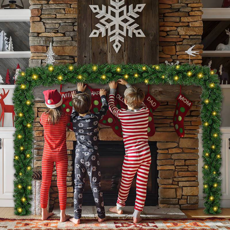 Weihnachtsgirlande Deko Weihnachten Girlande Tannengirlande Innen & Außen Weihnachtsdeko Kunstgirlande 5m 100 LEDs