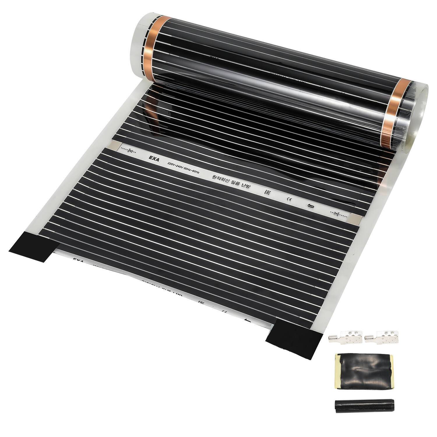 220W/m2, Heizfolie Infrarot-Elektroheizung, Fußbodenheizung, Größe der Einzelstücke: Länge 2,0 m, Breit 0,5 m (9㎡)