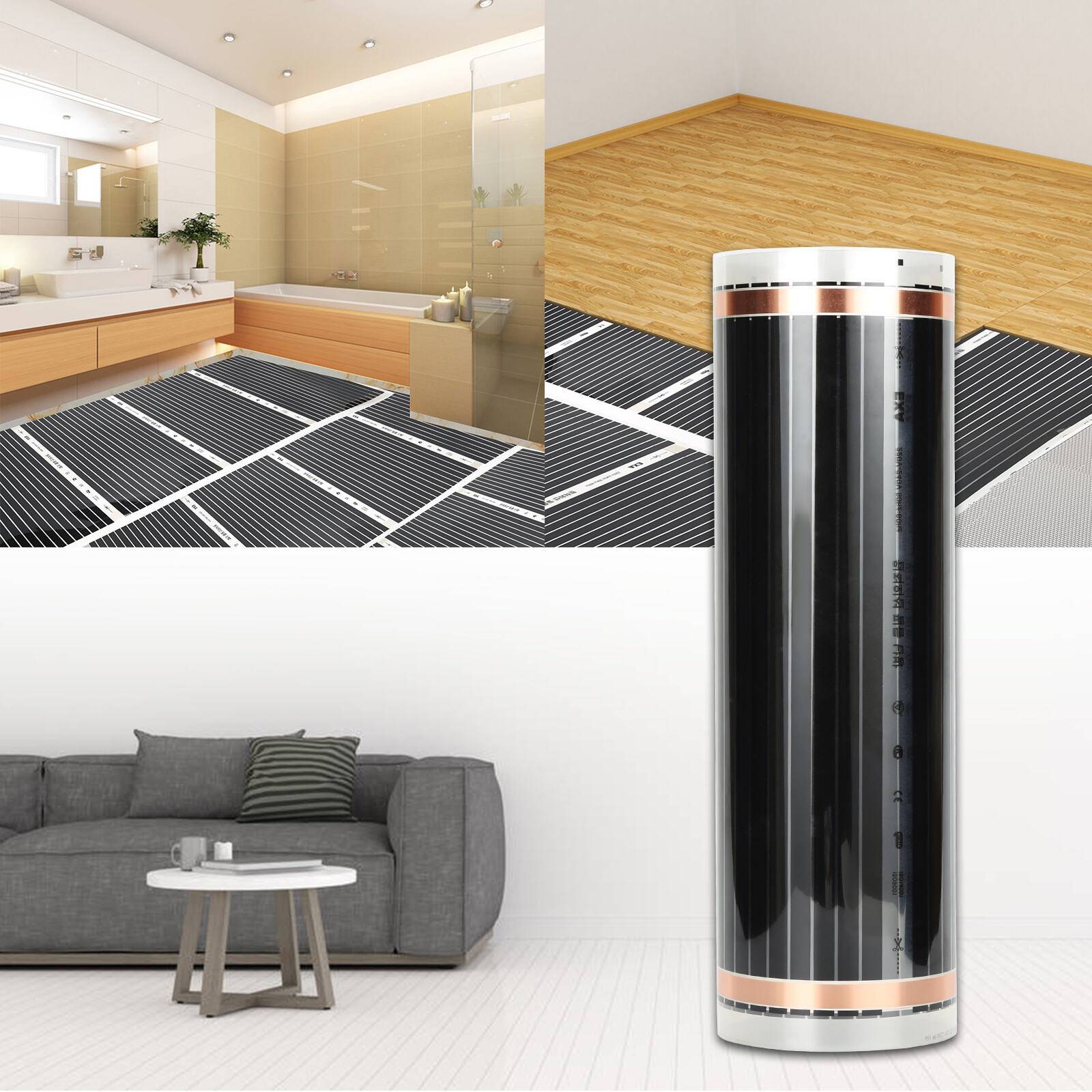 Heizfolie Fußbodenheizung Infrarot-Elektroheizung, 220W/m2, für 1m2 geeignet, Heizfolien-Set, 2x0.5m pro Stück