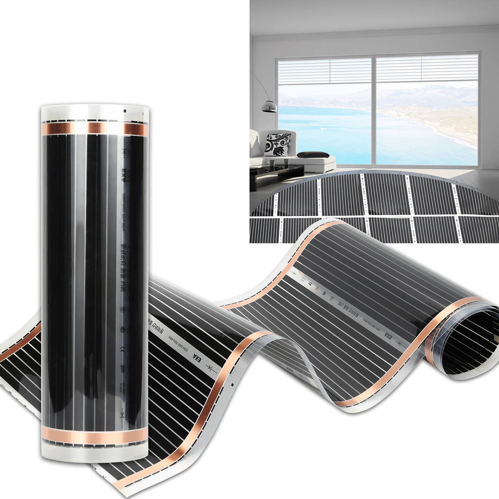 Heizfolie Fußbodenheizung Infrarot-Elektroheizung, 220W/m2, für 4m2 geeignet, Heizfolien-Set, 2x0.5m pro Stück