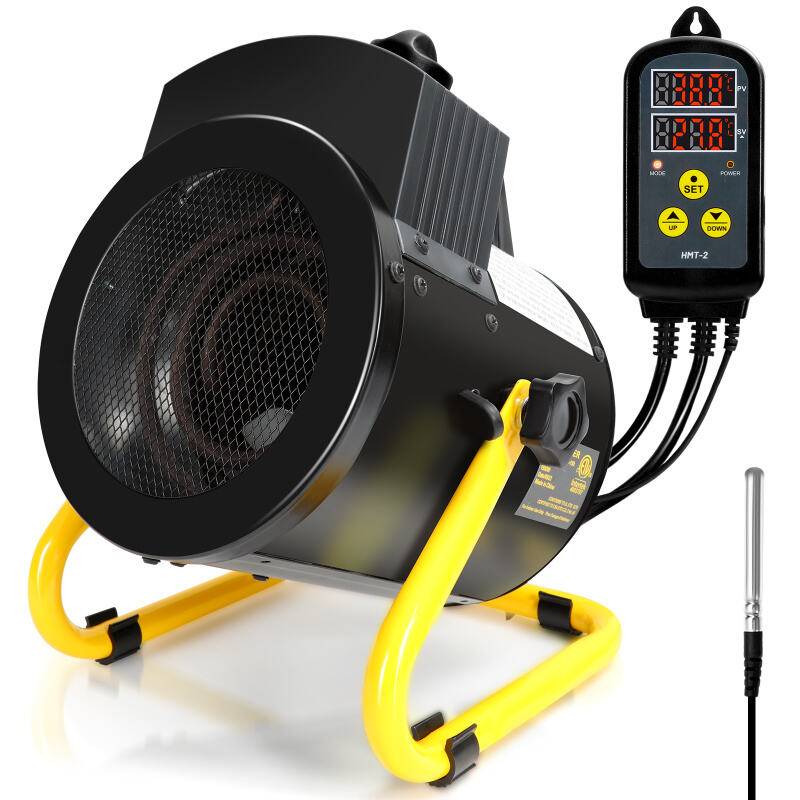 Gewächshausheizung 2KW Elektroheizung Elektrogebläseheizung Heizlüfter Ventilator für Gewächshaus IPX4 mit Thermostat Digital