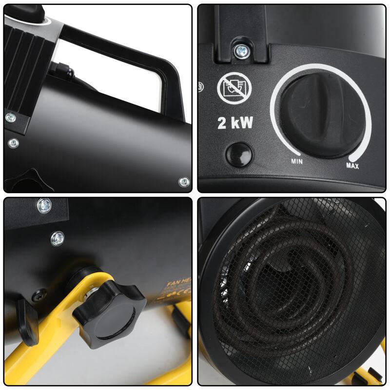 Gewächshausheizung 2KW Elektroheizung Elektrogebläseheizung Heizlüfter Ventilator für Gewächshaus IPX4 mit Thermostat Digital