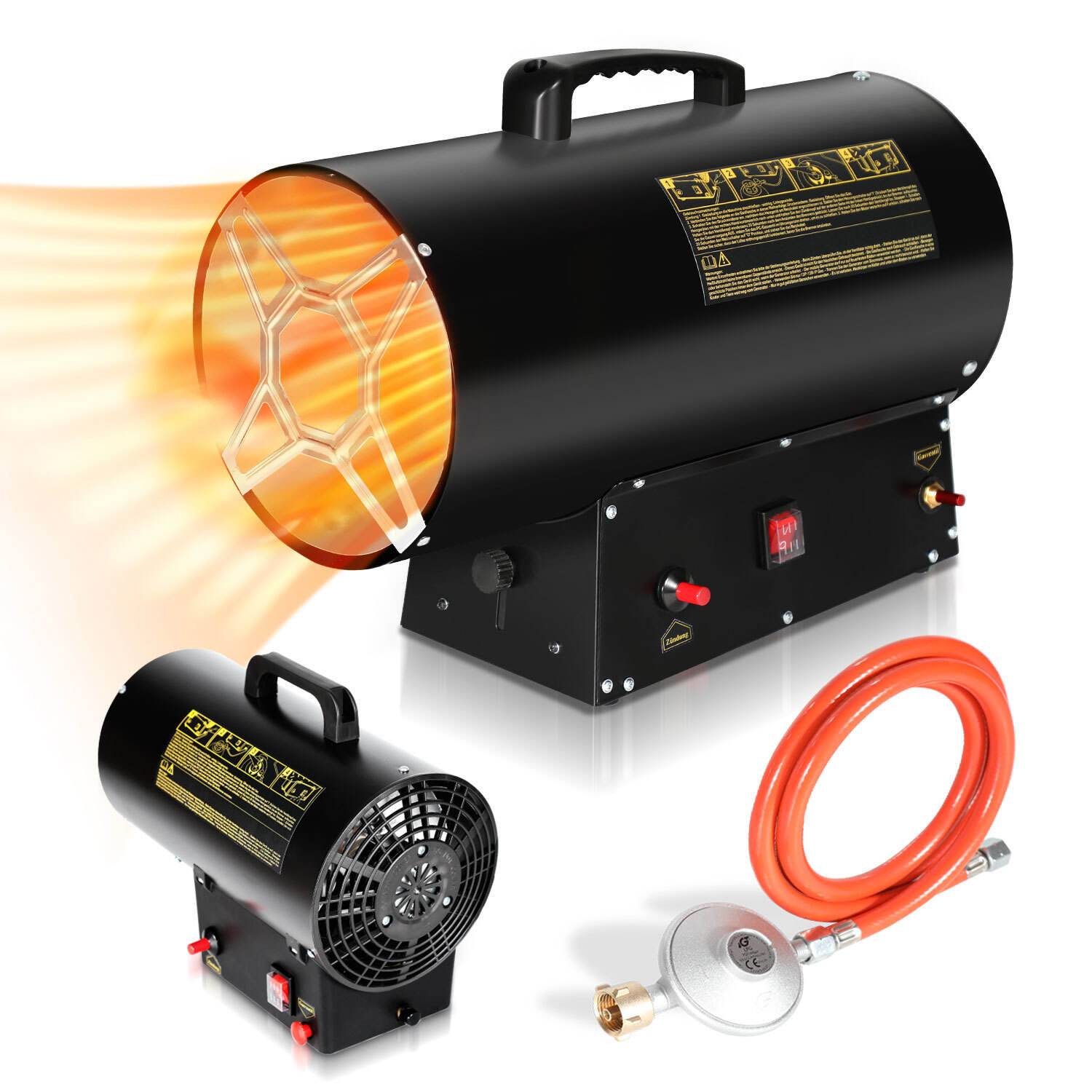 Gasheizgebläse Gasheizer Heizgerät Gasstrahler Gas Heizgebläse manuelle Zündung Gaskanone 30000W für 450㎡ Werkstätten, Straßenbrücken, Eisen