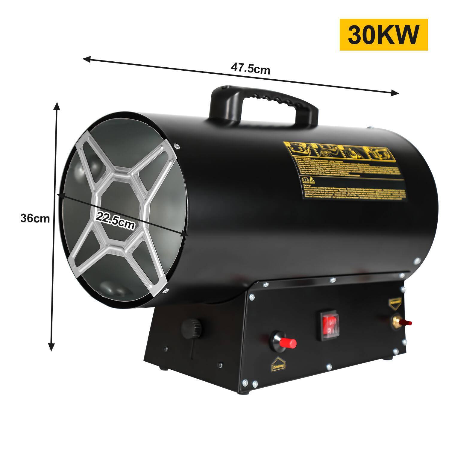 Gasheizgebläse Gasheizer Heizgerät Gasstrahler Gas Heizgebläse manuelle Zündung Gaskanone 30000W für 450㎡ Werkstätten, Straßenbrücken, Eisen