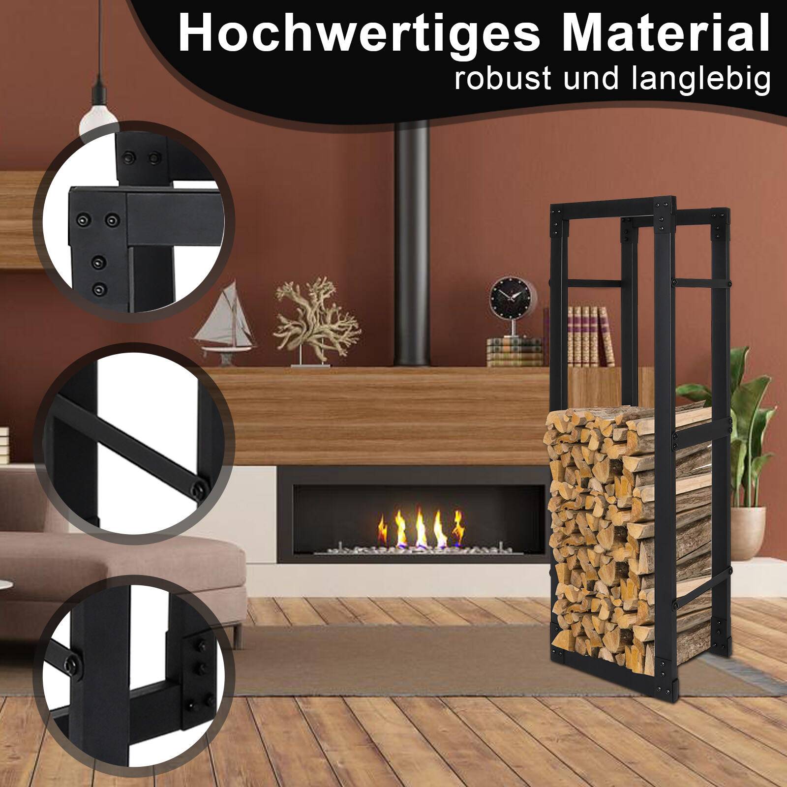 Kaminholzregal 150 x 25 x 60 cm Brennholzregal Kaminholzständer Metall Stapelhilfe