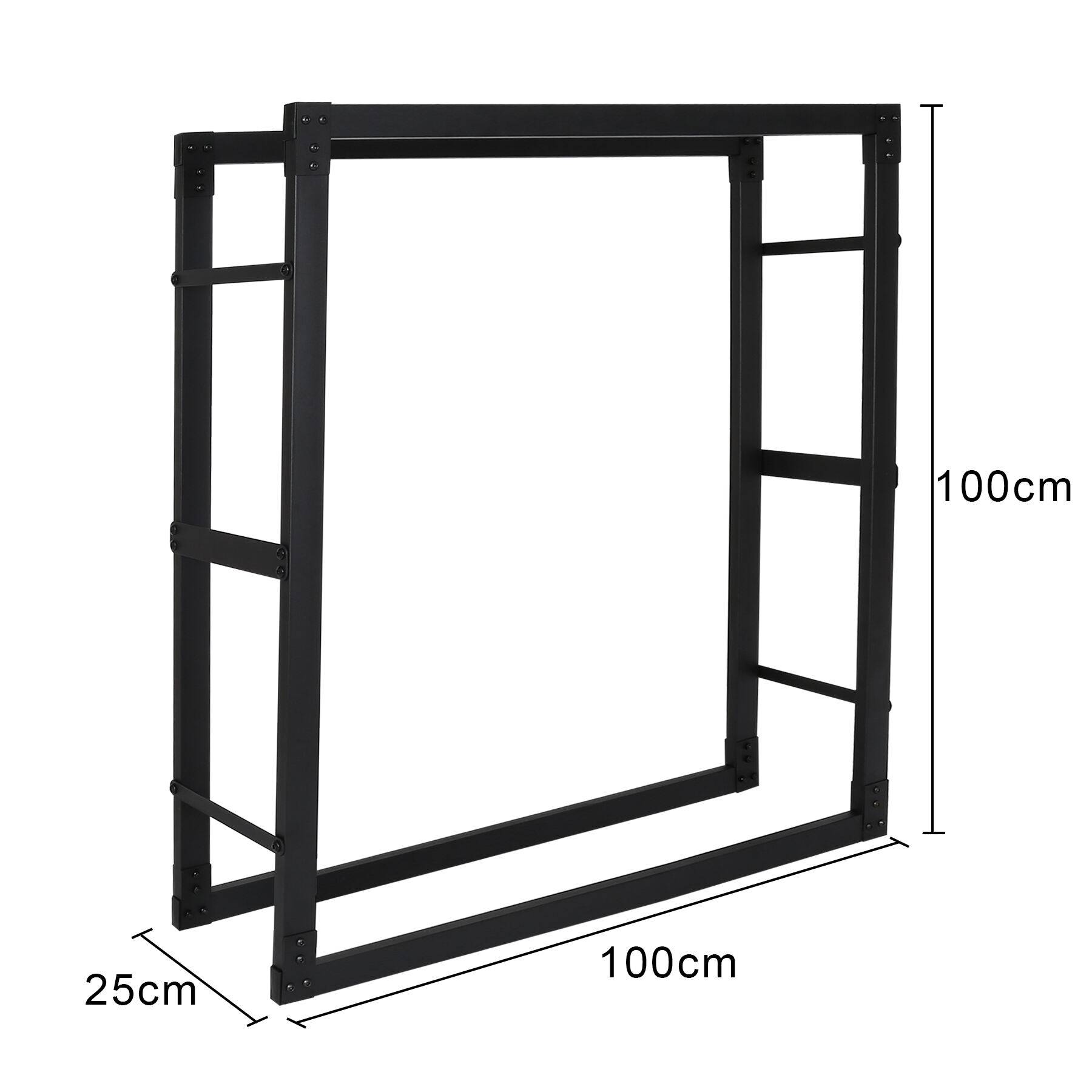 Kaminholzregal 100 x 25 x 100 cm Brennholzregal Kaminholzständer Metall Stapelhilfe