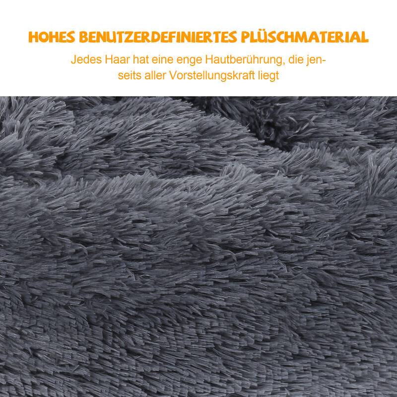 Hundebett Plüsch Schlafplatz Hundekissen Katzenbett Waschbares rutschfestes komfortables 80cm Dunkelgrau